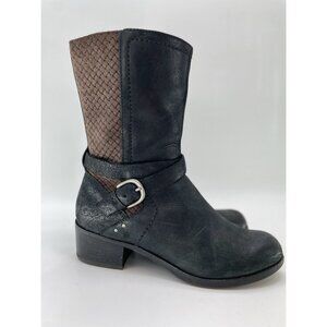 UGG Black and Brown Heeled Boots with Chunky Heel